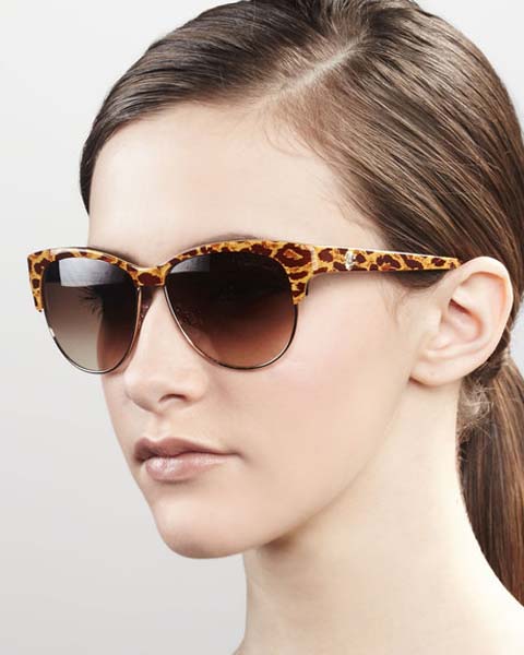 Animal print browline sunglasses