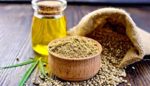 Bottle of hemp seed oil